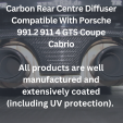Diffuseur central arrière en carbone compatible avec Porsche 991.2 911 4 GTS Coupé Cabrio